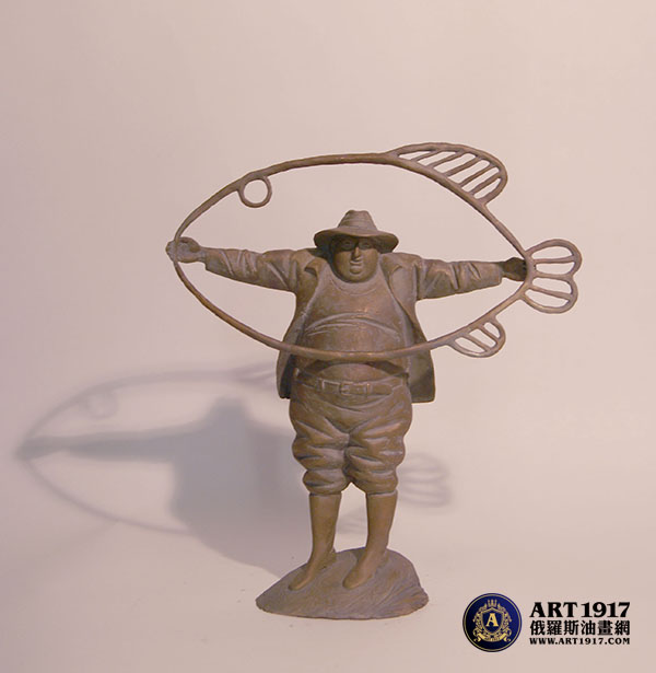 3.Байки рыбака渔夫.青铜雕塑.高度35см 宽度25, 厚度10cm .jpg