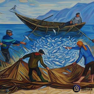 渔民打鱼绘画图片