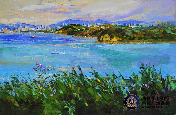 Город у моря海边城市.布面油画30х45 см 2017年 .jpg