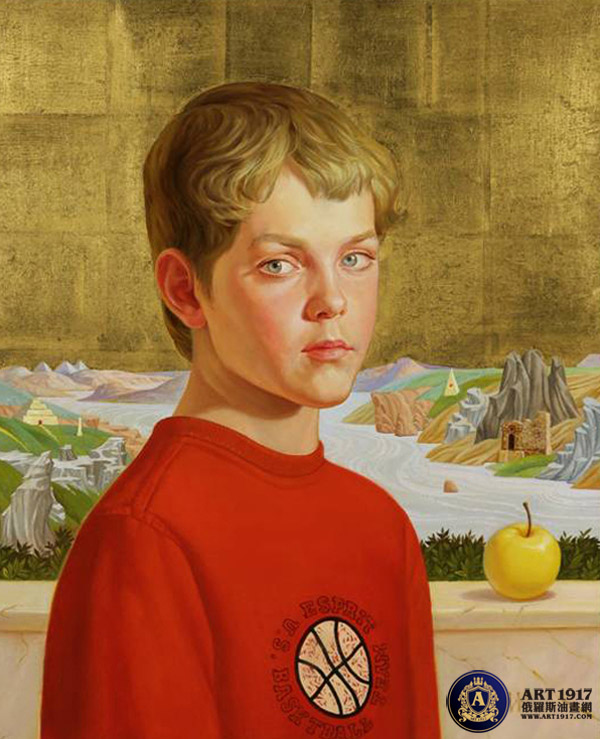 《站在苹果旁的小男孩》 - art1917俄罗斯油画网