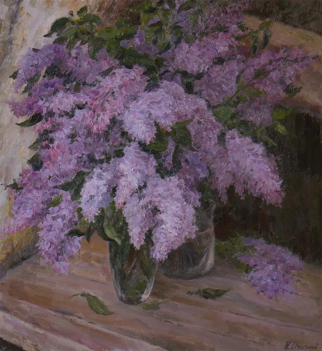 《一束丁香花》 布面油画60*55cm