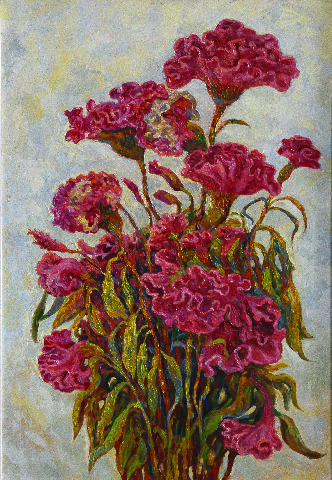 鸡冠花之四伊丽娜60x90cm   2018年   布面油画晚霞谢尔盖60×80cm