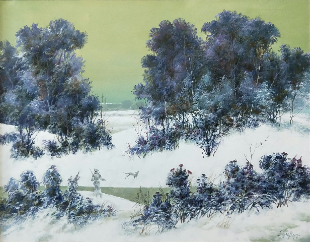雪中猎人 70x90 布面油画 &nbsp;2017 &nbsp;戈洛温.png