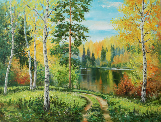 马雷金61阿勒捷姆61阿列克桑德罗维奇《湖光秋色》 60x80cm 2019